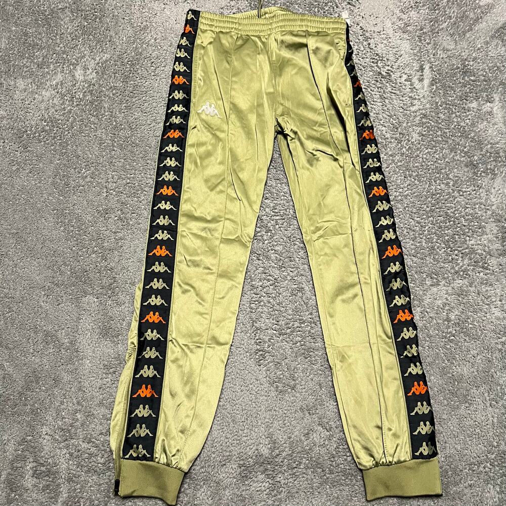 Kappa Pants Mens Small Green Side Stripe Track Joggers Soccer